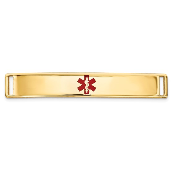 14K 35x6mm Centered Red Epoxy Enameled Medical ID Plate # 818