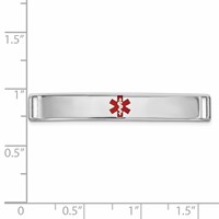 14K White Gold 35x6mm Centered Red Epoxy Enameled Medical ID Plate # 818 view 2