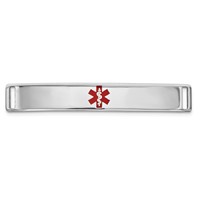 14K White Gold 35x6mm Centered Red Epoxy Enameled Medical ID Plate # 818 view 1