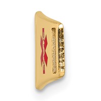 14K Yellow Gold 36x 9mm Off-Center Red Epoxy Enameled Soft Diamond Shape Medical ID Plate # 818 view 2
