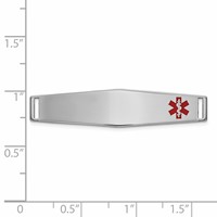 14K White Gold 36x 9mm Off-Center Red Epoxy Enameled Soft Diamond Shape Medical ID Plate # 818 view 2