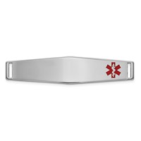 14K White Gold 36x 9mm Off-Center Red Epoxy Enameled Soft Diamond Shape Medical ID Plate # 818 view 1