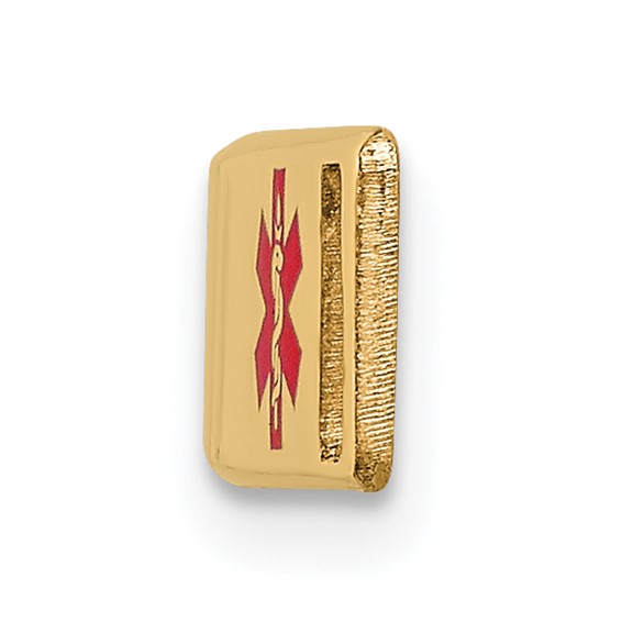 14K 36x6mm Off-Center Red Epoxy Enameled Medical ID Plate # 818