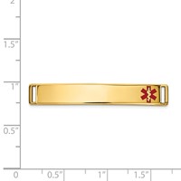 14K Yellow Gold 36x 6mm Off-Center Red Epoxy Enameled Medical ID Plate # 818 view 3