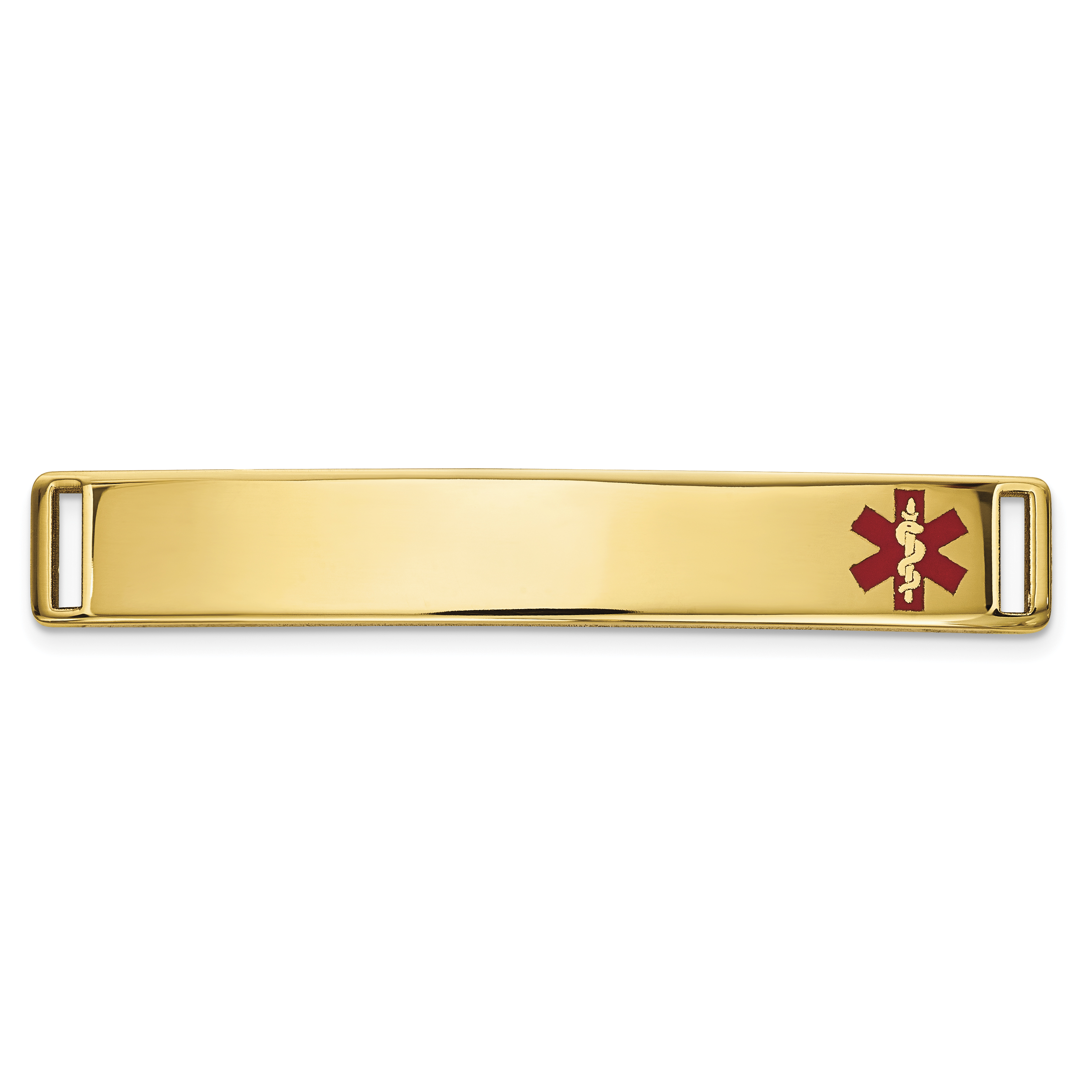 14K 36x6mm Off-Center Red Epoxy Enameled Medical ID Plate # 818 (XM650)