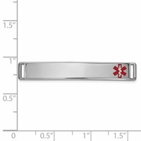 14K White Gold 36x 6mm Off-Center Red Epoxy Enameled Medical ID Plate # 818 view 2