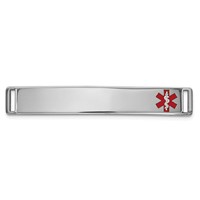 14K White Gold 36x 6mm Off-Center Red Epoxy Enameled Medical ID Plate # 818 view 1