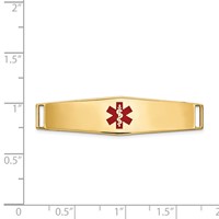 14K Yellow Gold 38x 10mm Centered Red Epoxy Enameled Soft Diamond Shape Medical ID Plate # 819 view 3