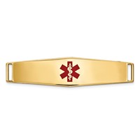 14K Yellow Gold 38x 10mm Centered Red Epoxy Enameled Soft Diamond Shape Medical ID Plate # 819 view 1