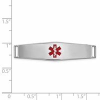 14K White Gold 38x 10mm Centered Red Epoxy Enameled Soft Diamond Shape Medical ID Plate # 819 view 2