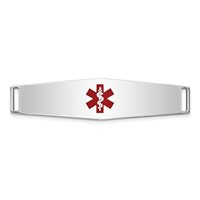 14K White Gold 38x 10mm Centered Red Epoxy Enameled Soft Diamond Shape Medical ID Plate # 819 view 1