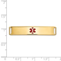 14K Yellow Gold 38x 8mm Centered Red Epoxy Enameled Medical ID Plate # 819 view 3