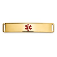 14K Yellow Gold 38x 8mm Centered Red Epoxy Enameled Medical ID Plate # 819 view 1