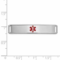 14K White Gold 38x 8mm Centered Red Epoxy Enameled Medical ID Plate # 819 view 2
