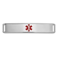 14K White Gold 38x 8mm Centered Red Epoxy Enameled Medical ID Plate # 819 view 1