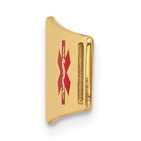 14K Yellow Gold 38x 10mm Off-Center Red Epoxy Enameled Soft Diamond Shape Medical ID Plate # 819 view 2
