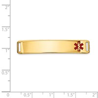 14K Yellow Gold 38x 8mm Off-Center Red Epoxy Enameled Medical ID Plate # 819 view 2