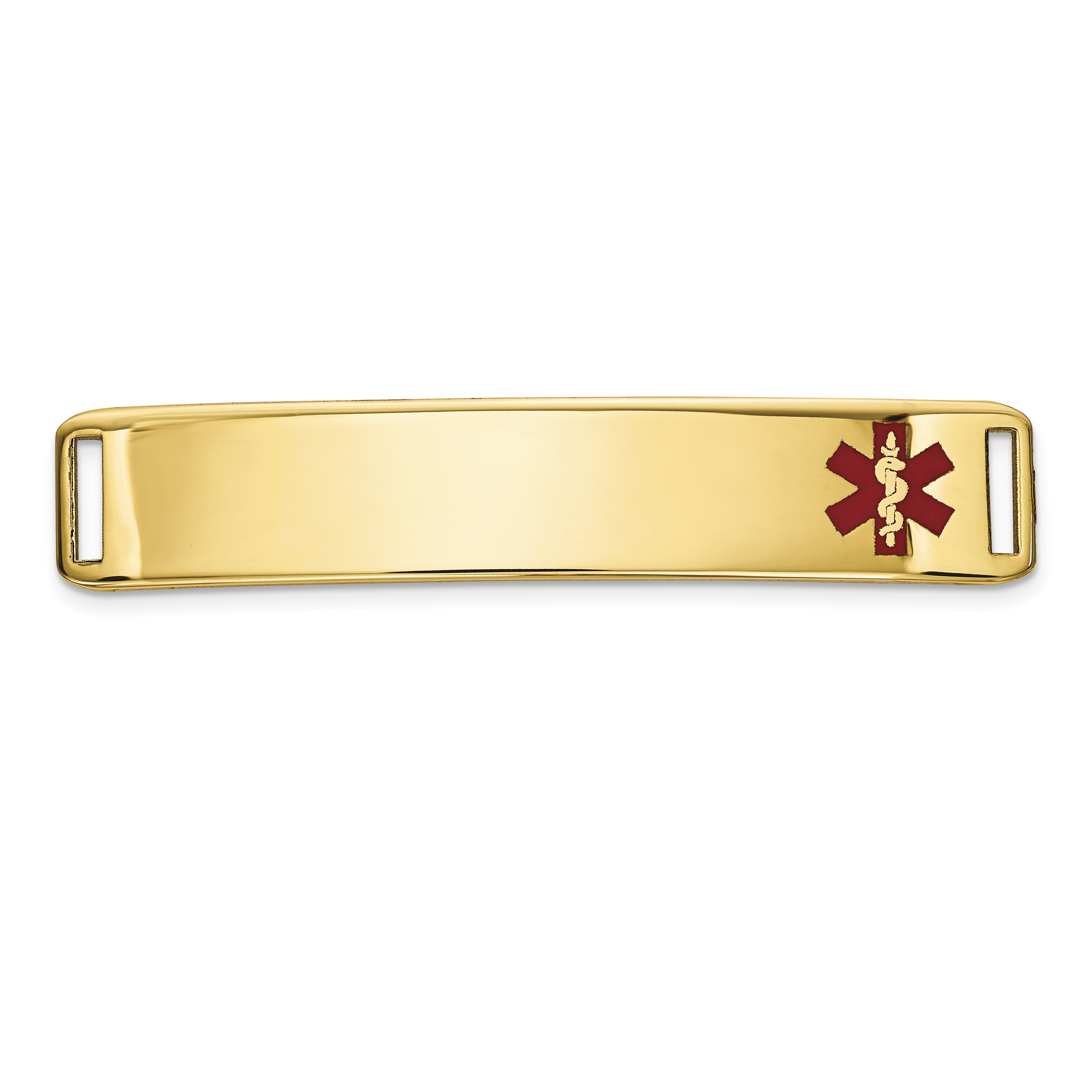 14K 38x8mm Off-Center Red Epoxy Enameled Medical ID Plate # 819 (XM654)