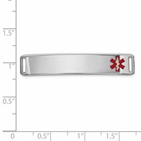 14K White Gold 38x 8mm Off-Center Red Epoxy Enameled Medical ID Plate # 819 view 2