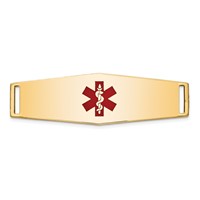 14K Yellow Gold 39x 13mm Centered Red Epoxy Enameled Soft Diamond Shape Medical ID Plate # 820 view 1