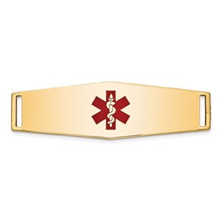 14K 39x13mm Centered Red Epoxy Enameled Soft Diamond Shape Medical ID Plate # 820