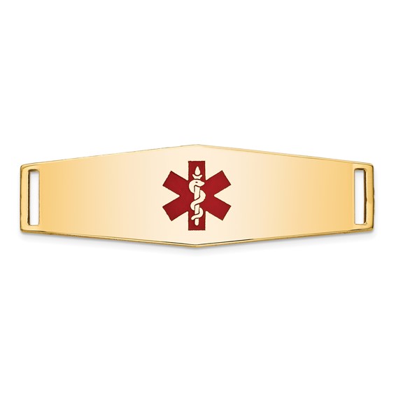 14K 39x13mm Centered Red Epoxy Enameled Soft Diamond Shape Medical ID Plate # 820