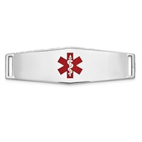 14K White Gold 39x13mm Centered Red Epoxy Enameled Soft Diamond Shape Medical ID Plate # 820 view 1