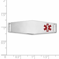 14K White Gold 39x 13mm Off-Center Red Epoxy Enameled Soft Diamond Shape Medical ID Plate # 820 view 2