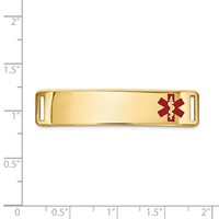 14K Yellow Gold 39x 10mm Off-Center Red Epoxy Enameled Medical ID Plate # 820 view 2