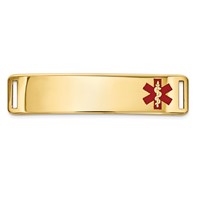14K Yellow Gold 39x 10mm Off-Center Red Epoxy Enameled Medical ID Plate # 820 view 1