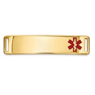 14K 39x10mm Off-Center Red Epoxy Enameled Medical ID Plate # 820
