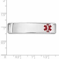 14K White Gold 39x 10mm Off-Center Red Epoxy Enameled Medical ID Plate # 820 view 2