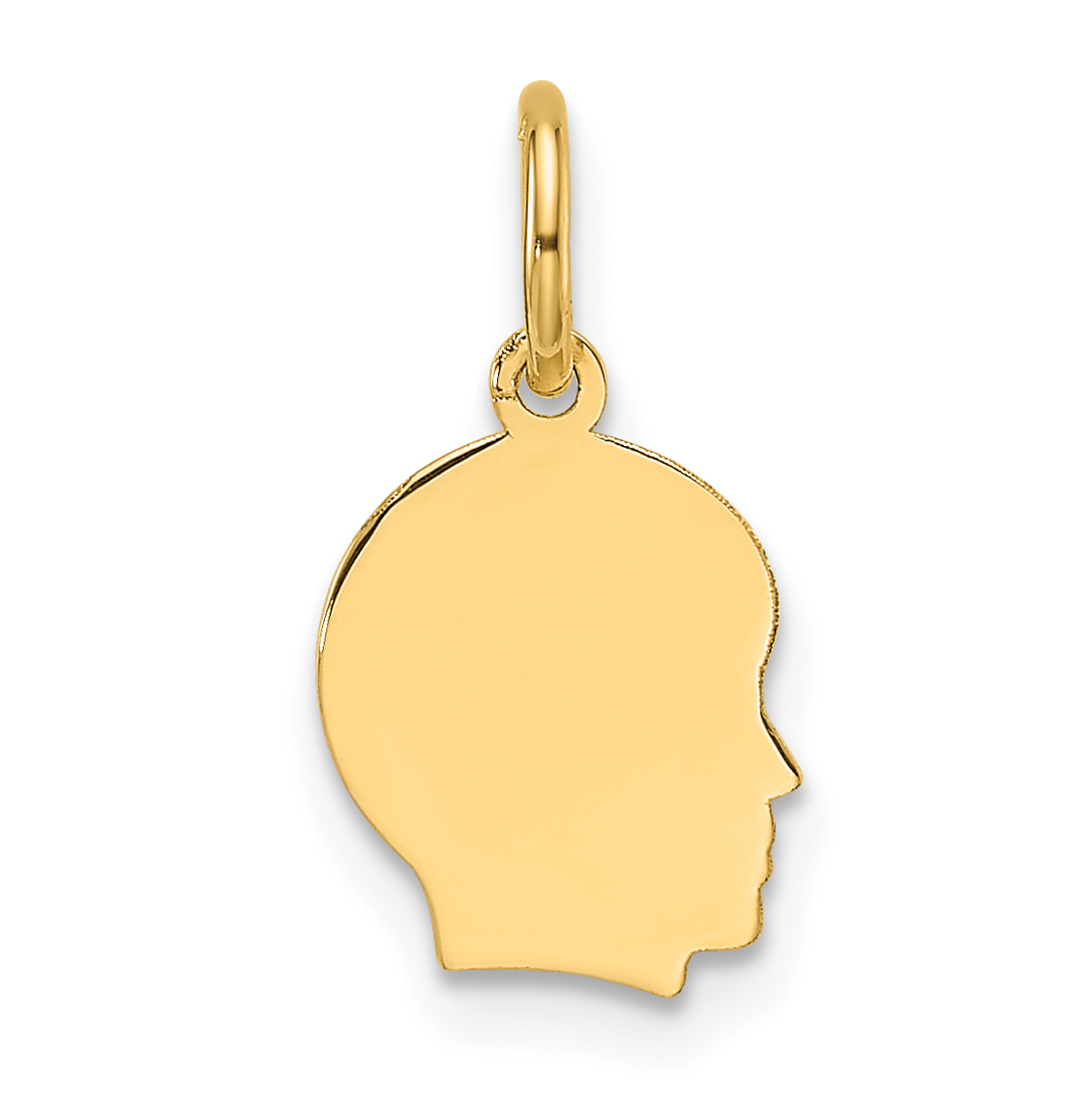 14k Plain Small .035 Gauge Facing Right Engravable Boy Head Charm (XM659/35)