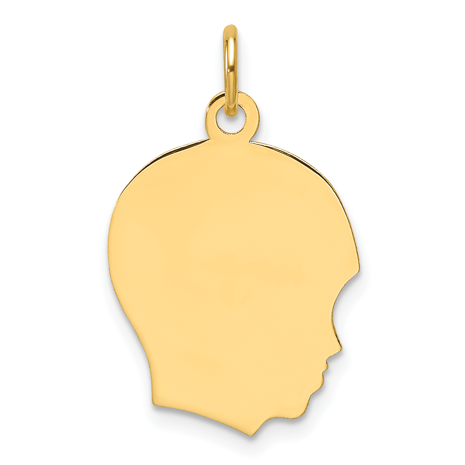 14k Plain Medium .013 Gauge Facing Right Engravable Boy Head Charm (XM661/13)