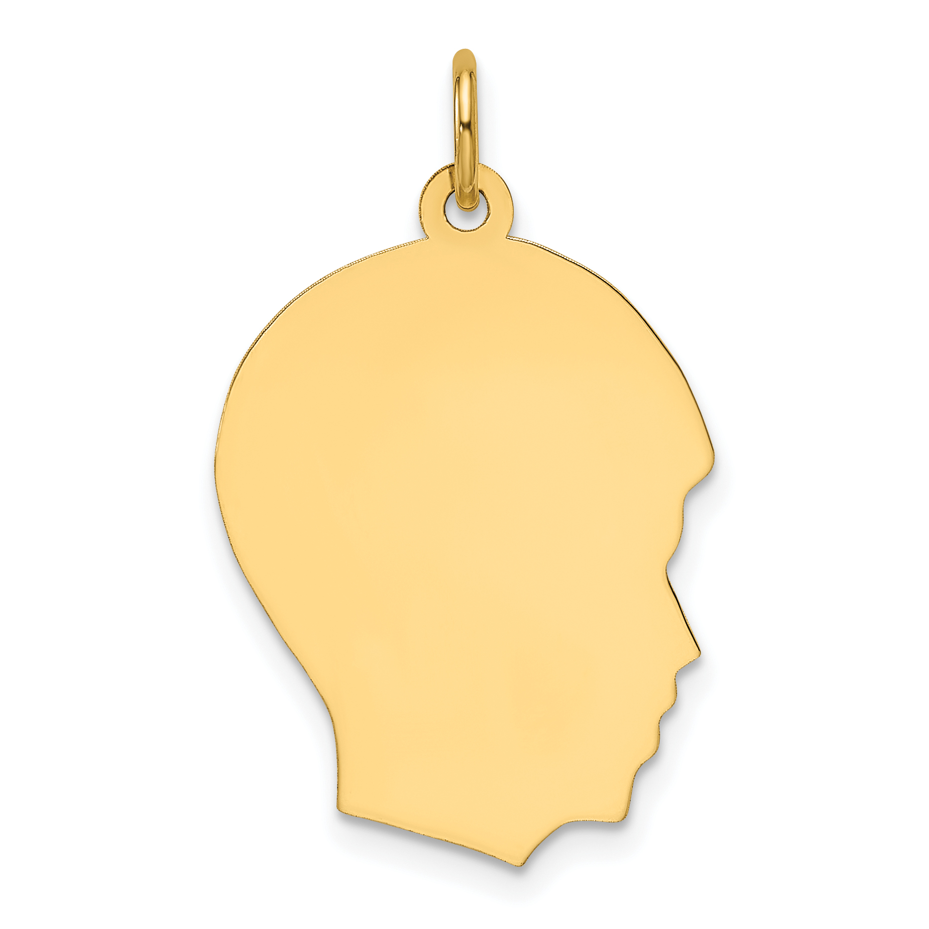 14k Plain Medium .011 Gauge Facing Right Engravable Boy Head Charm (XM663/11)