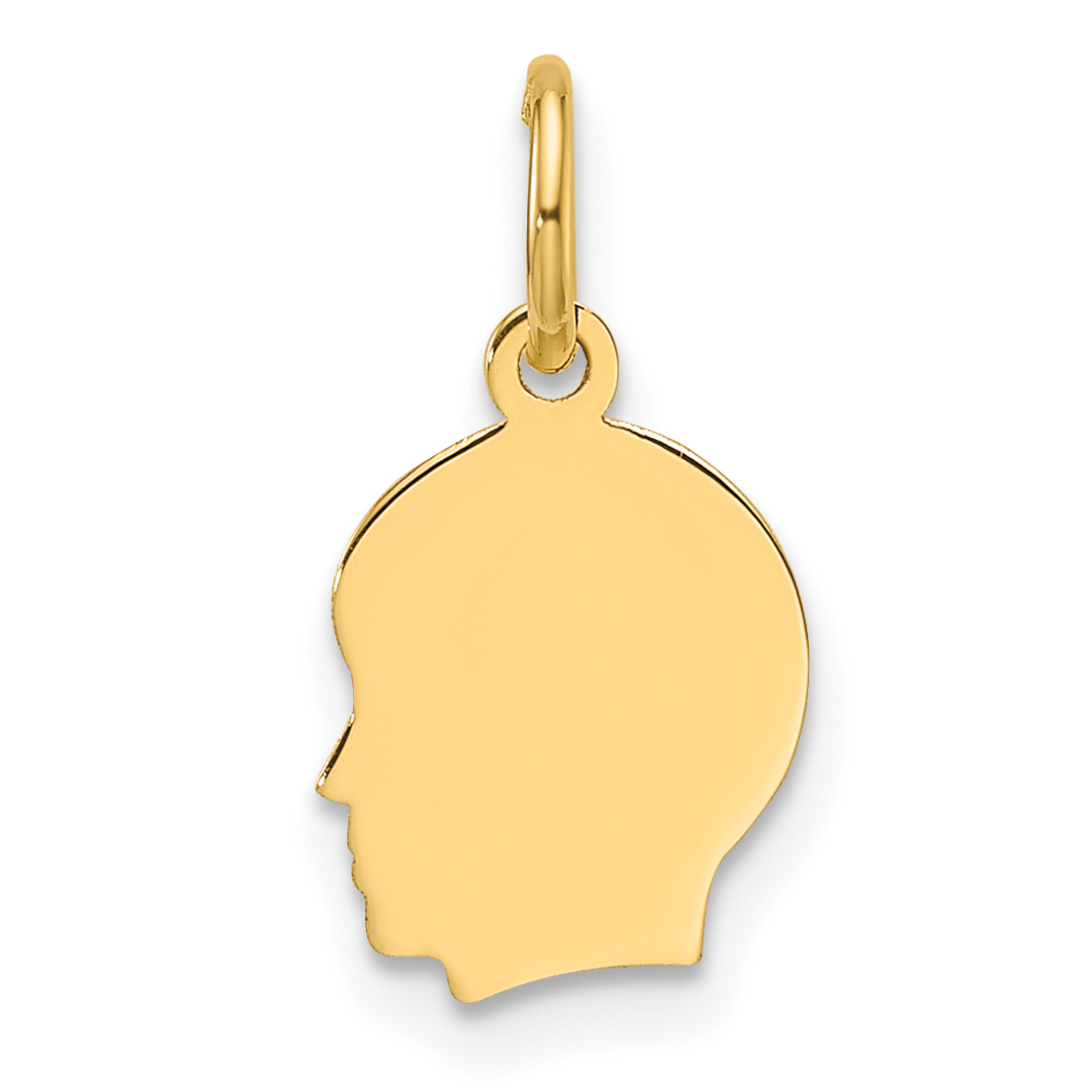 14k Plain Small .018 Gauge Facing Left Engravable Boy Head Charm (XM665/18)