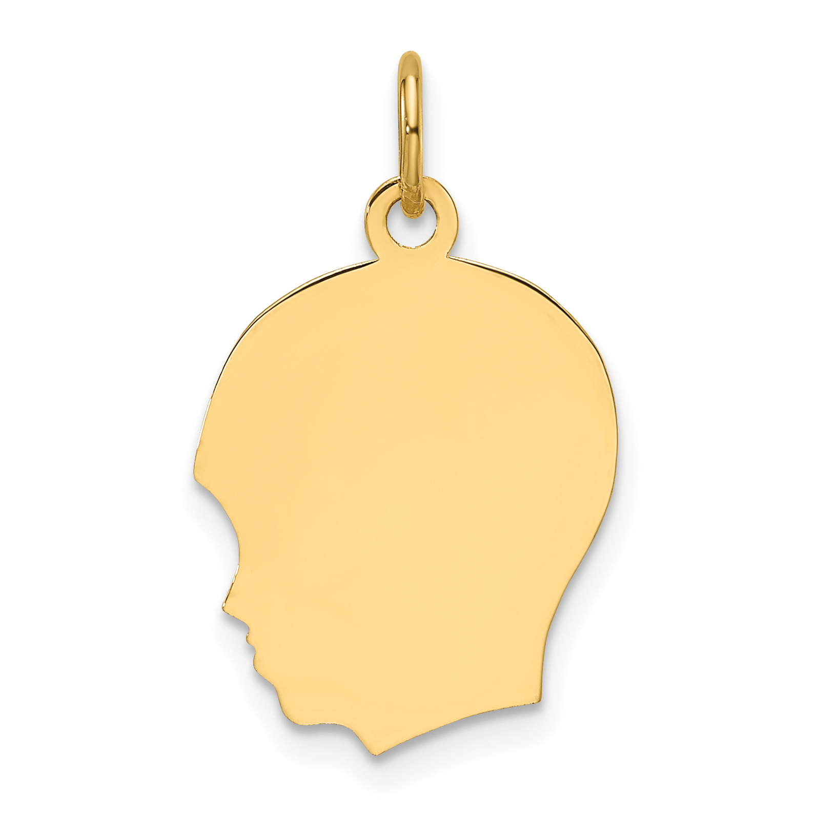 14k Plain Medium .027 Gauge Facing Left Engravable Boy Head Charm (XM668/27)
