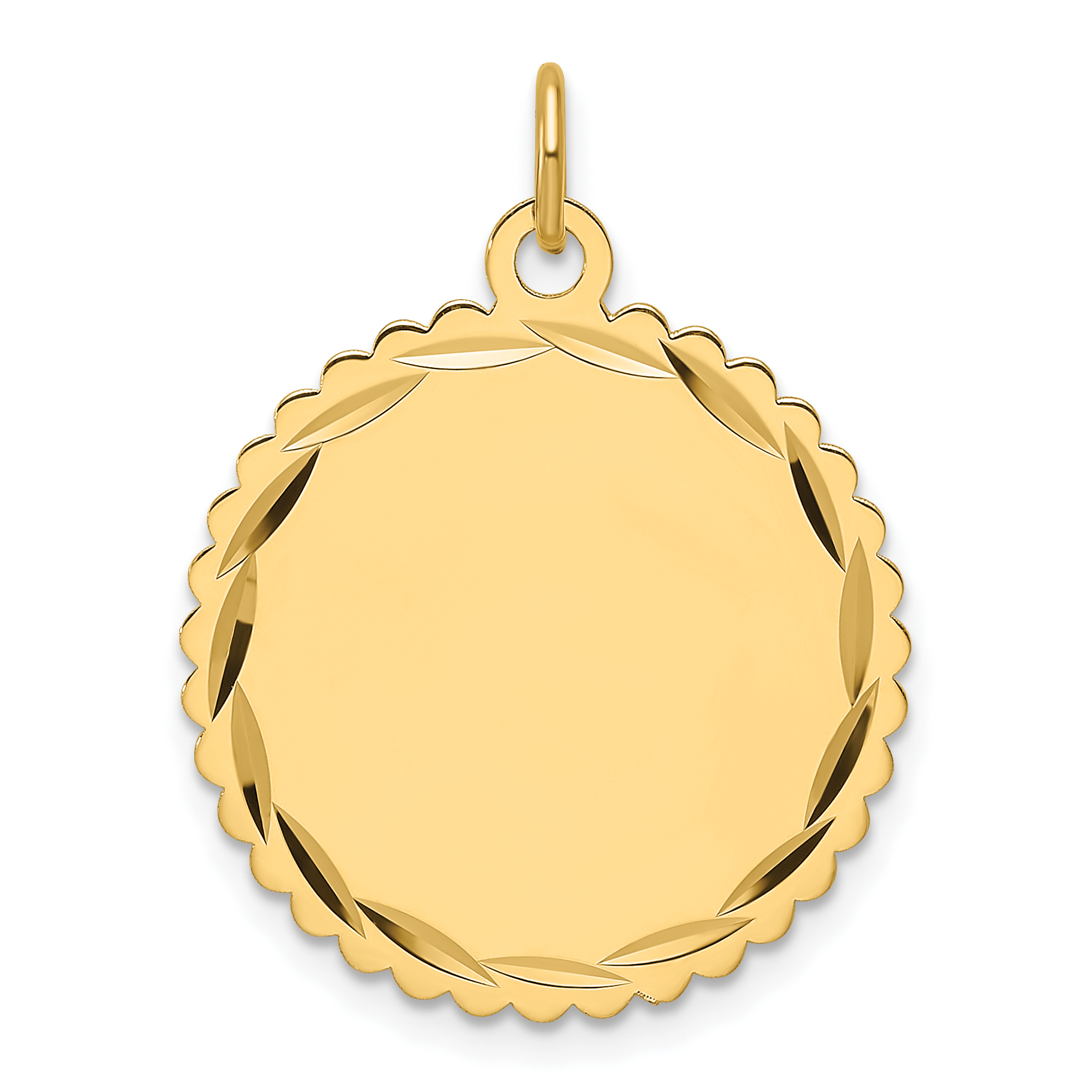 14k .018 Gauge Engravable Scalloped Disc Charm (XM672/18)
