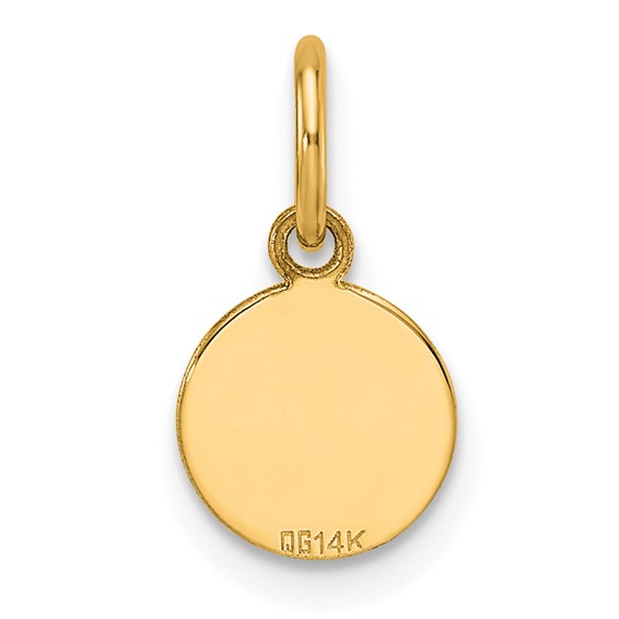 14k Plain .013 Gauge Round Engravable 7.5mm Disc Charm