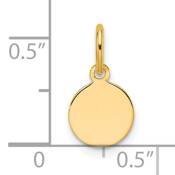 14k Plain .013 Gauge Round Engravable 7.5mm Disc Charm