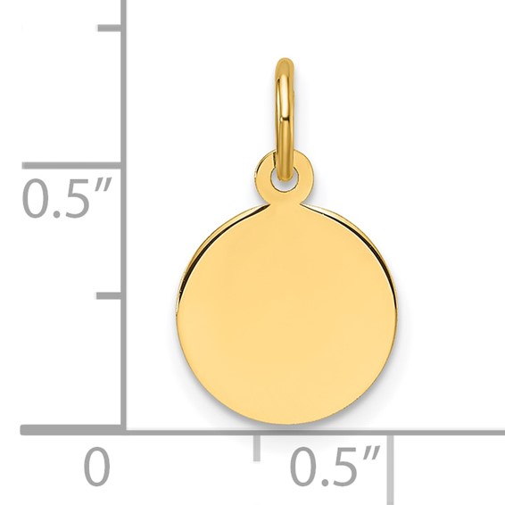 14k Plain .013 Gauge Round Engravable 10.6mm Disc Charm
