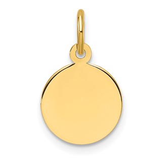 14k Plain .013 Gauge Round Engravable 10.6mm Disc Charm