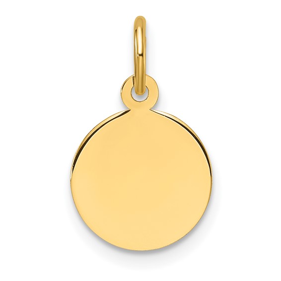 14k Plain .013 Gauge Round Engravable 10.6mm Disc Charm