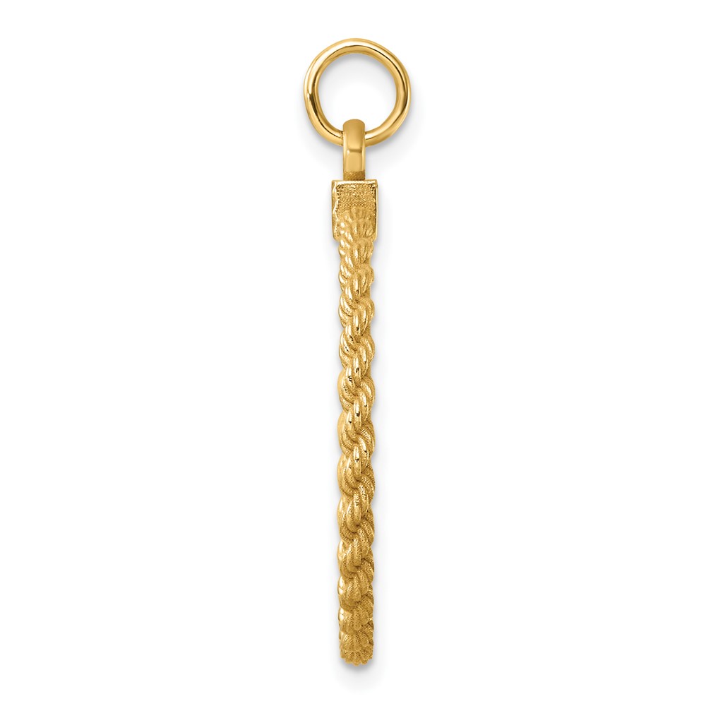 14k Plain .013 Gauge Circular Engravable Disc with Rope Charm (XM682/13)