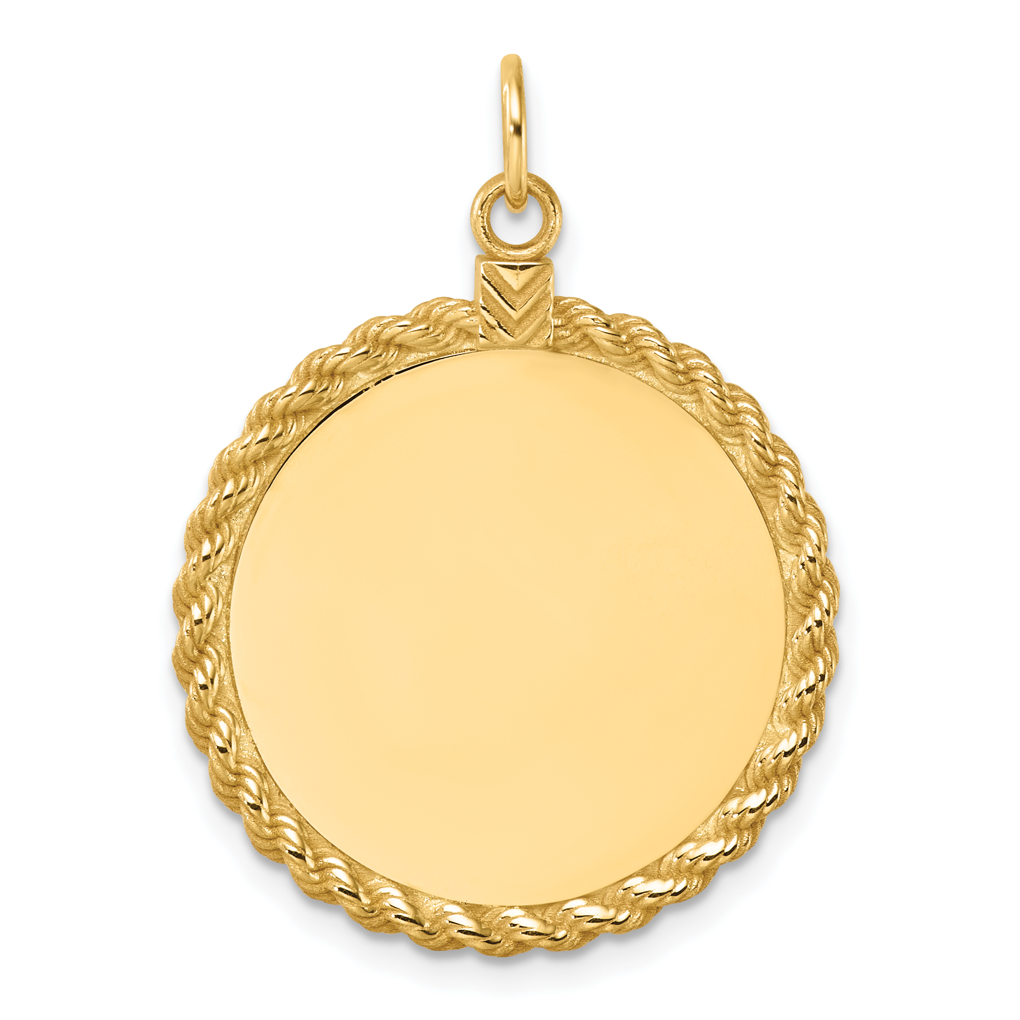 14k Plain .013 Gauge Circular Engravable Disc with Rope Charm (XM682/13)