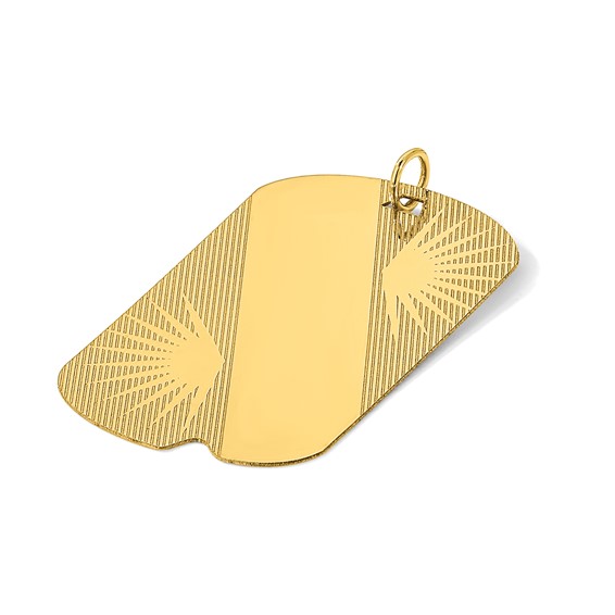 14k Patterned Sunburst with Diagonal Stripe .018 Gauge Engravable 43x25mm Dog Tag Disc Charm