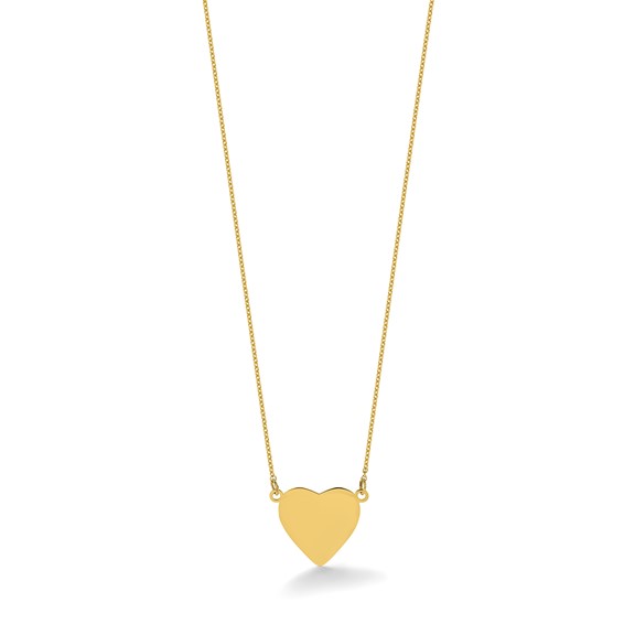14k Engravable Heart Discs with 18in Necklace Chain