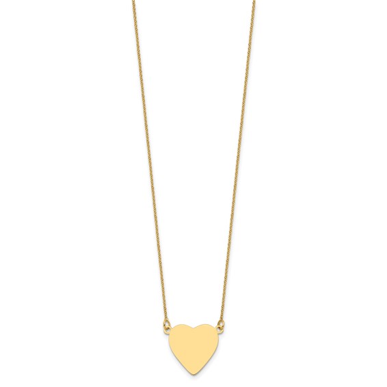 14k Engravable Heart Discs with 18in Necklace Chain