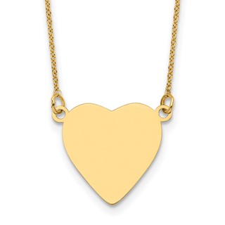 14k Engravable Heart Discs with 18in Necklace Chain