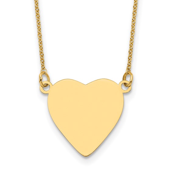 14k Engravable Heart Discs with 18in Necklace Chain
